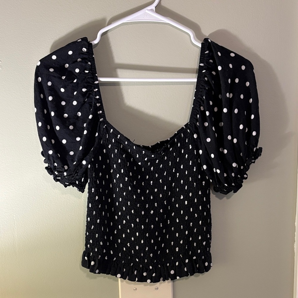 Forever 21 Puff Sleeve Polka Dot Blouse